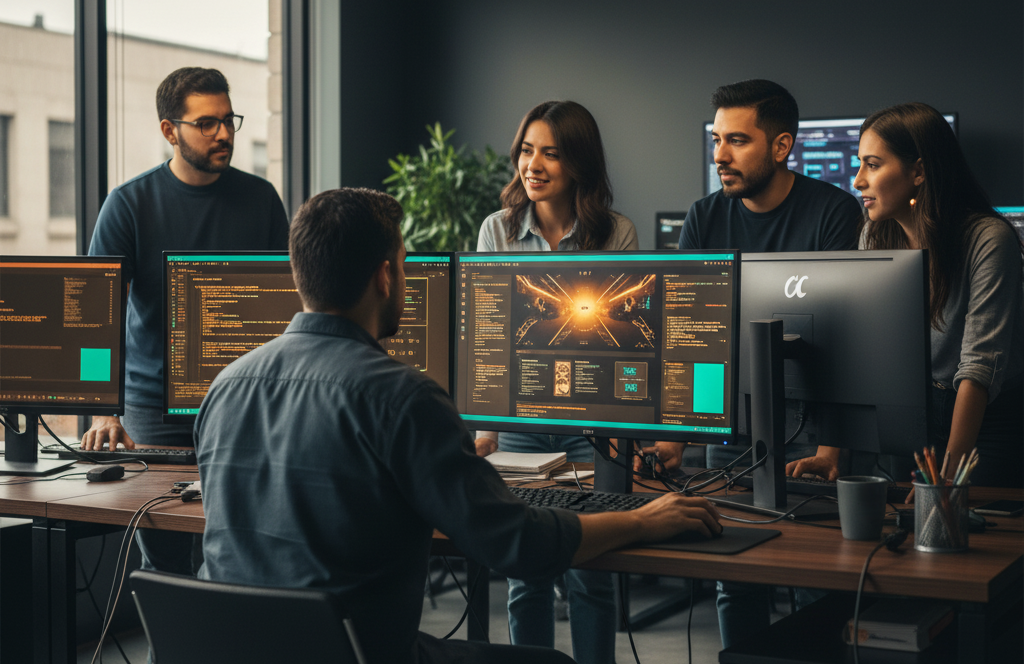 Equipo de desarrollo colaborando
